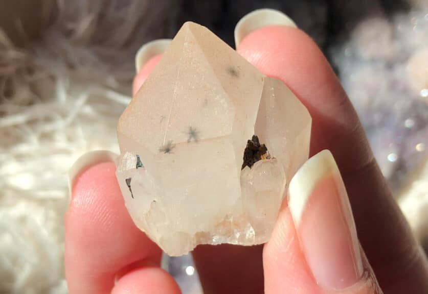 spider quartz in a cave