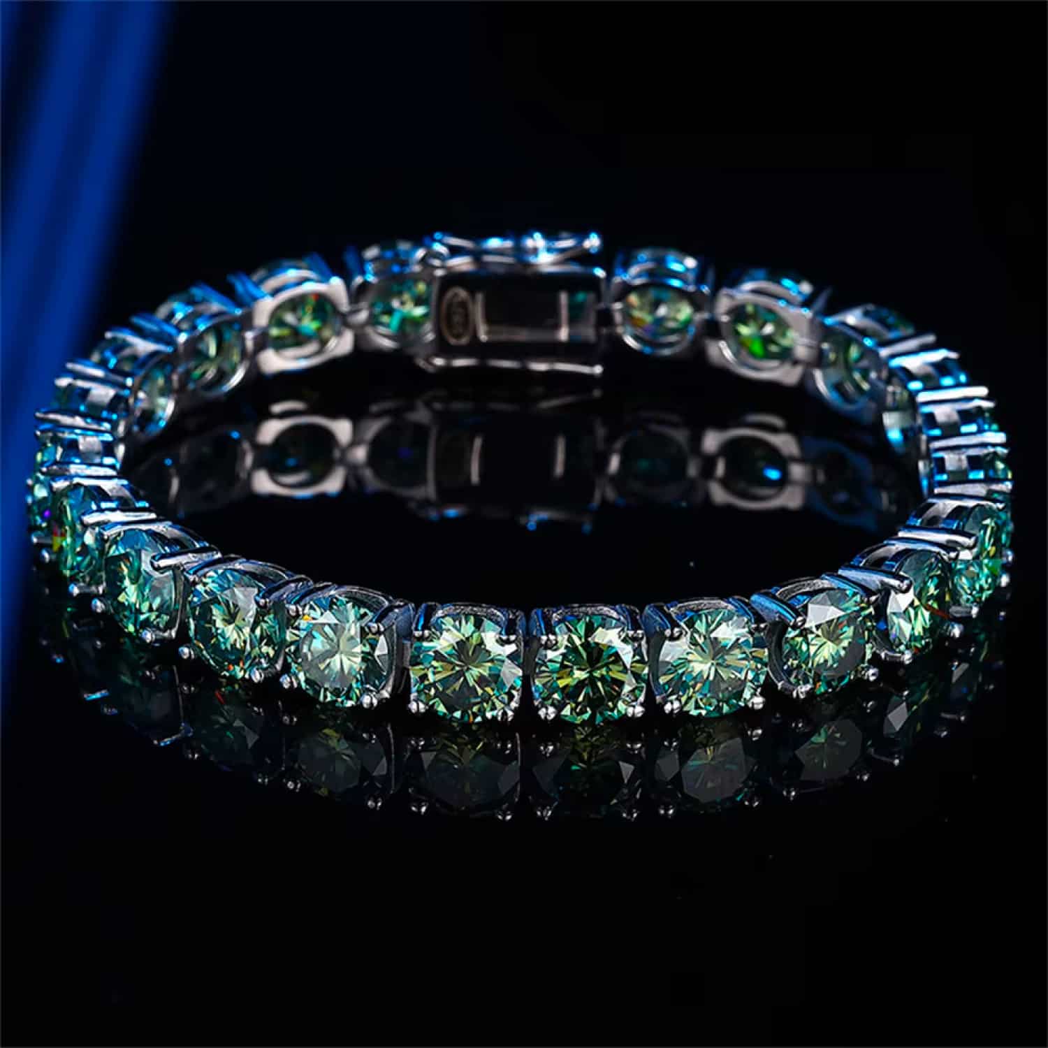 Green Moissanite Tennis Bracelet For Women GRA Certified Original 925 Sterling Silver 3mm 4mm 5mm 6.5mm Hand Chain Jewelry