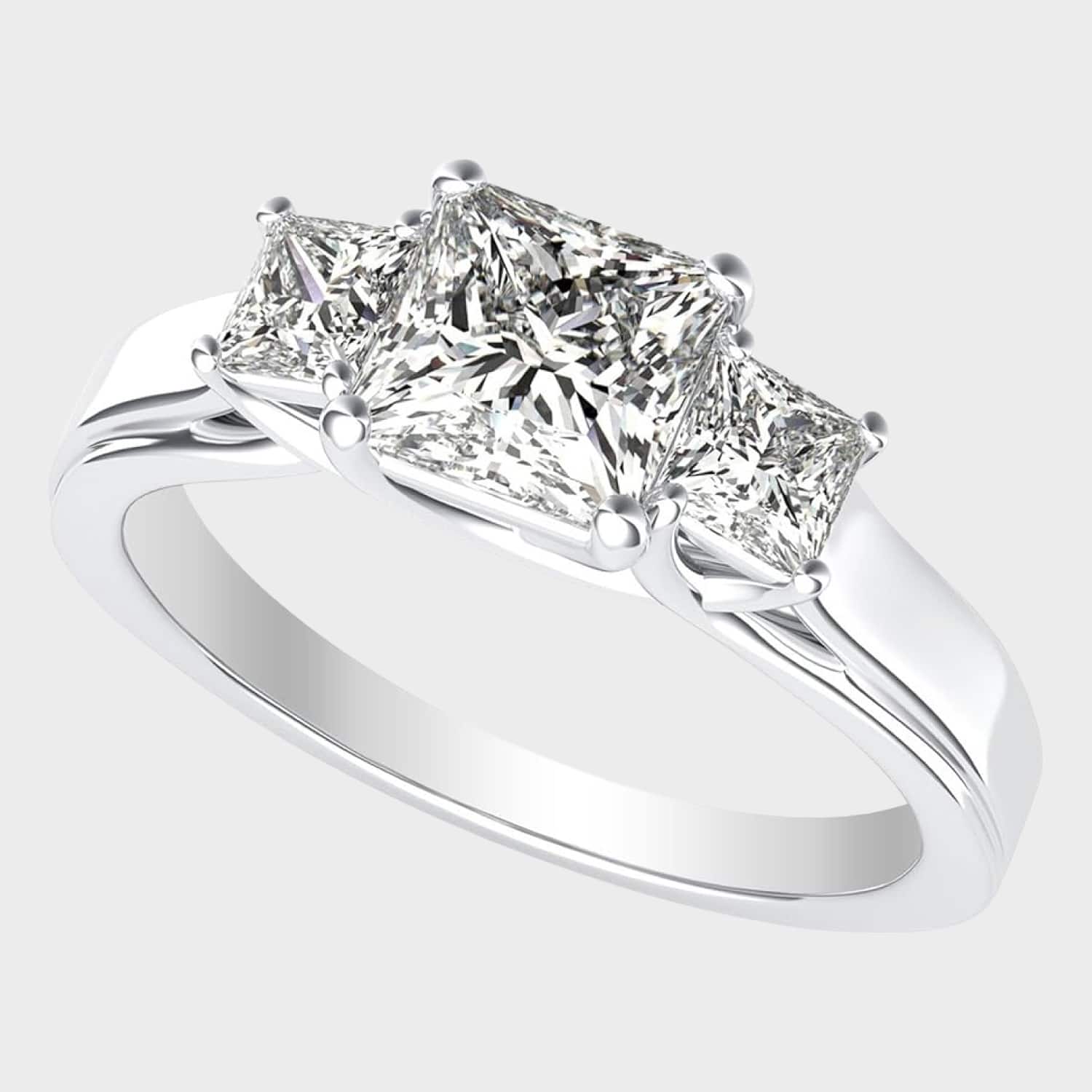 Shop this IGI-certified 3-stone diamond engagement ring in 14K white gold. A luxury option in engagement rings below 1000 with stunning brilliance. Shop this IGI-certified 3-stone diamond engagement ring in 14K white gold. A luxury option in engagement rings below 1000 with stunning brilliance.