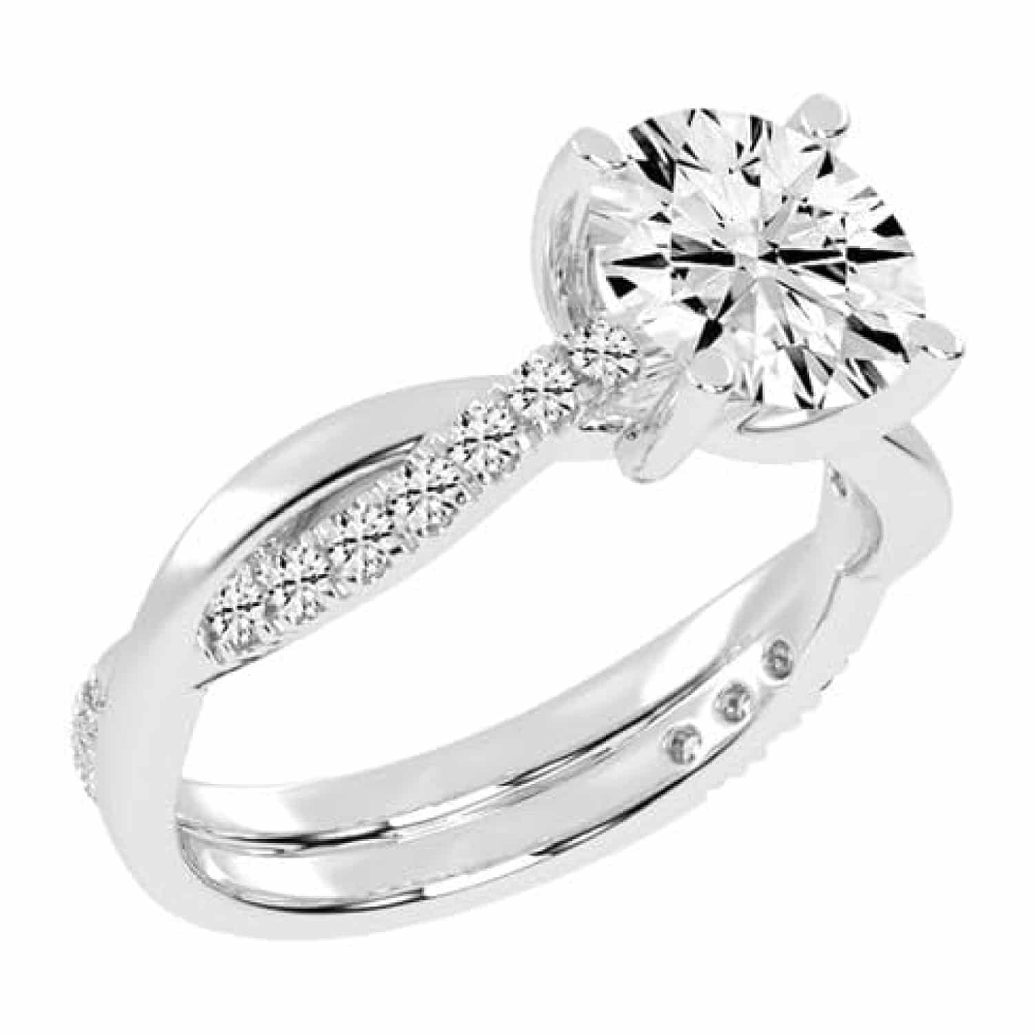Shop 1 carat twisted-style solitaire lab-grown diamond engagement rings below $1000 in 14k white gold or platinum. F-G color, VS1-VS2 clarity. Shop 1 carat twisted-style solitaire lab-grown diamond engagement rings below $1000 in 14k white gold or platinum. F-G color, VS1-VS2 clarity.