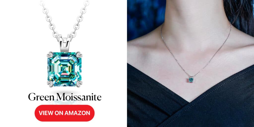 Blue Green Color Moissanite Necklace