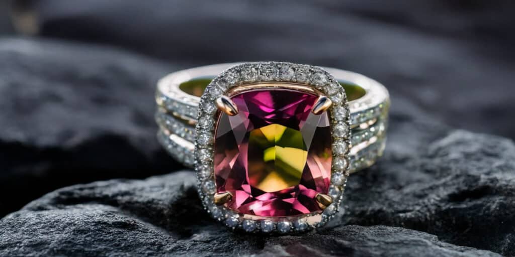 Tourmaline Ring in black marvel background