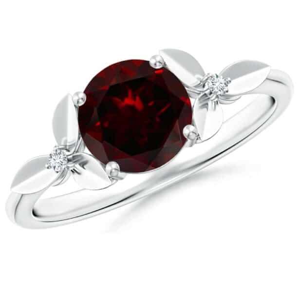 Natural Garnet Solitaire Ring