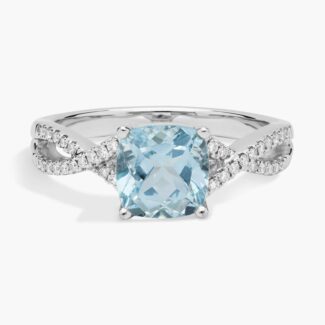 Shop this Aquamarine as Engagement Ring by Blue Nile. Cushion-cut aquamarine and diamonds in 14K white gold. Perfect for unique engagements.