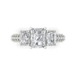 Elegant 18K white gold solitaire ring with 3-stone accents from Clara Pucci. Perfect for bridal, engagement, or statement wear.