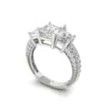 Elegant 18K white gold solitaire ring with 3-stone accents from Clara Pucci. Perfect for bridal, engagement, or statement wear.