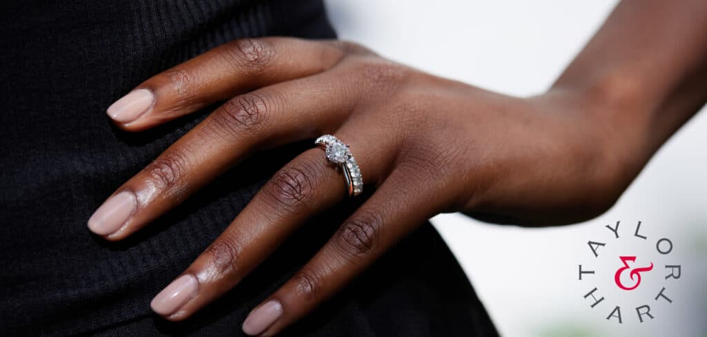 Eve Round Diamond Engagement Ring With Matching Pave Diamond Wedding Ring
