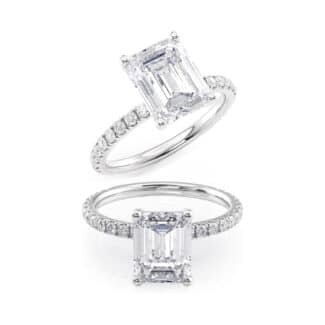 4 Carat Moissanite Ring Emerald Cut 14K Gold & Natural Diamonds