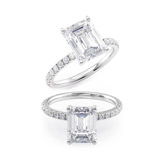 4 Carat Moissanite Ring Emerald Cut 14K Gold & Natural Diamonds