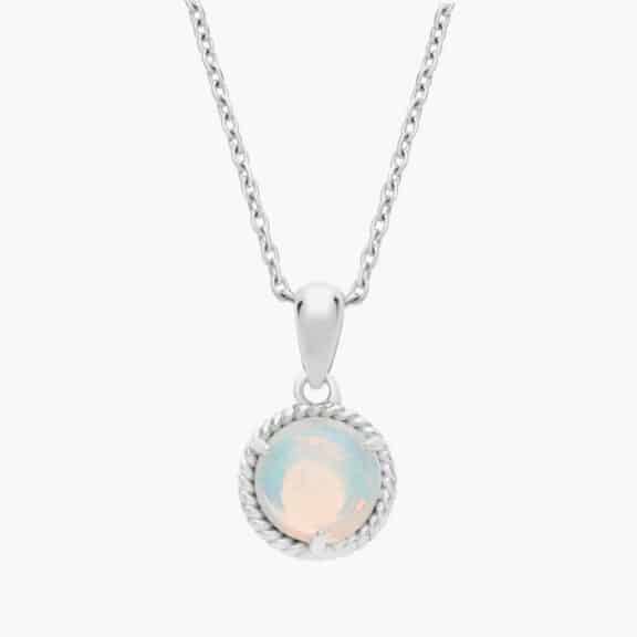 Opal Rope Pendant in Sterling Silver (7mm)