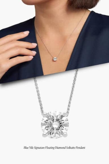 Blue Nile Signature Floating Diamond Solitaire Pendant in Platinum – Wedding Jewelry Ideas for Bride