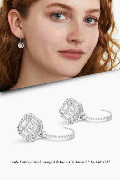 Double Frame Leverback Earrings with Asscher Cut Diamonds – Wedding Jewelry Ideas for Bride