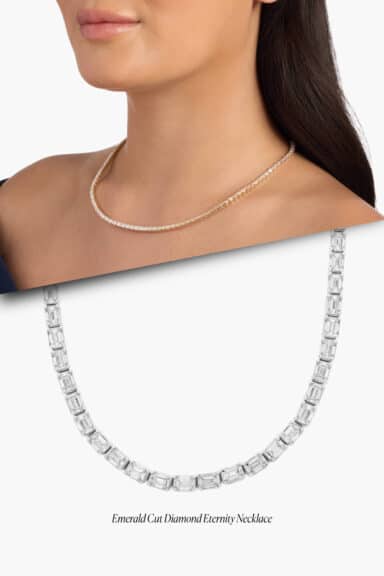 East-West Emerald Cut Diamond Eternity Necklace in 14k White Gold – Wedding Jewelry Ideas for Bride