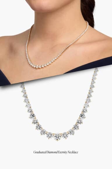 18" Graduated Diamond Eternity Necklace in 14k Yellow Gold – Wedding Jewelry Ideas for Bride