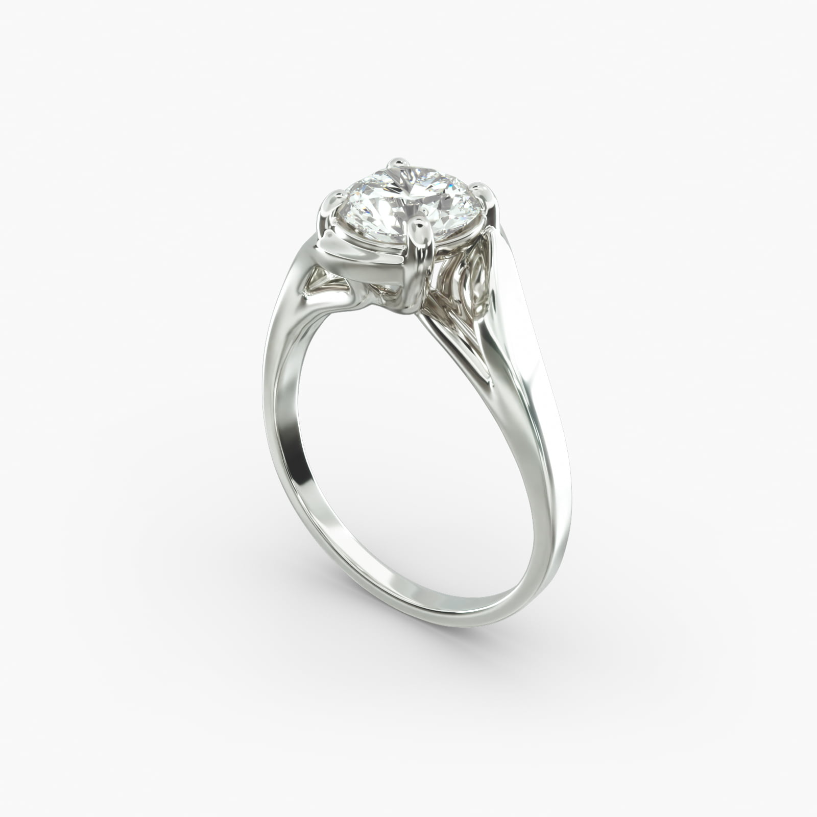 A close-up side view of a 4 carat diamond ring, highlighting the Triple Excellent cut of the center stone and the delicate pavé setting.