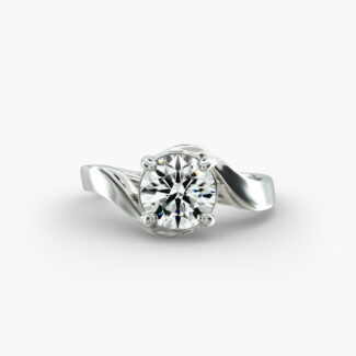 A close-up side view of a 4 carat diamond ring, highlighting the Triple Excellent cut of the center stone and the delicate pavé setting.