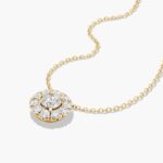 A 1.50 CTW Halo Lab-Grown Diamond Pendant in 14K Yellow Gold with F-G/VS2-SI1 quality, a brilliant choice among Luxury Push Present Ideas and push present necklace for mom gifts.