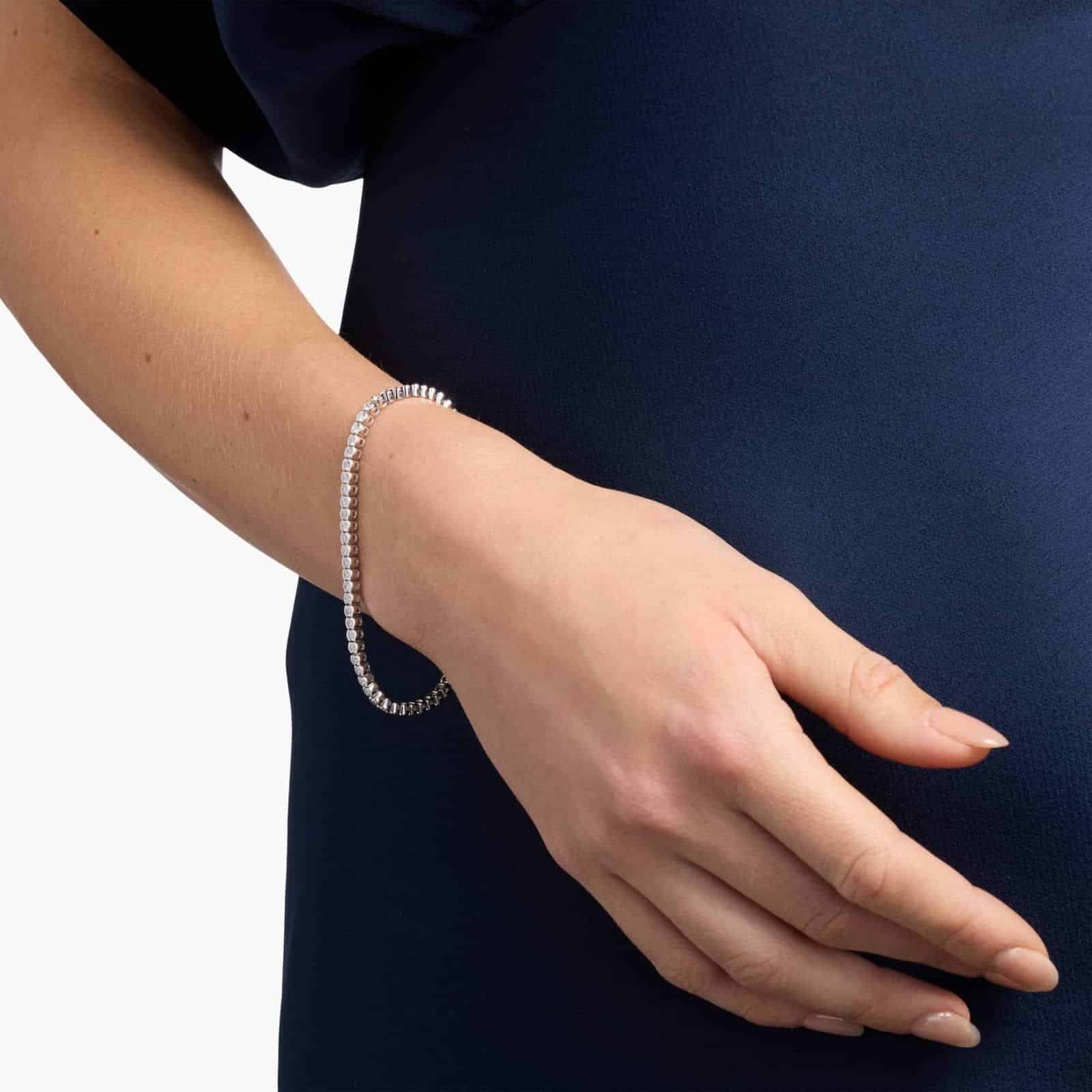 Bezel Tennis Bracelet- Luxury Push Present Ideas 3 A Lab-Grown Diamond Bezel and Prong Tennis Bracelet (2 3/4 CTW) in 14K White Gold, a high-value option for Luxury Push Present Ideas.