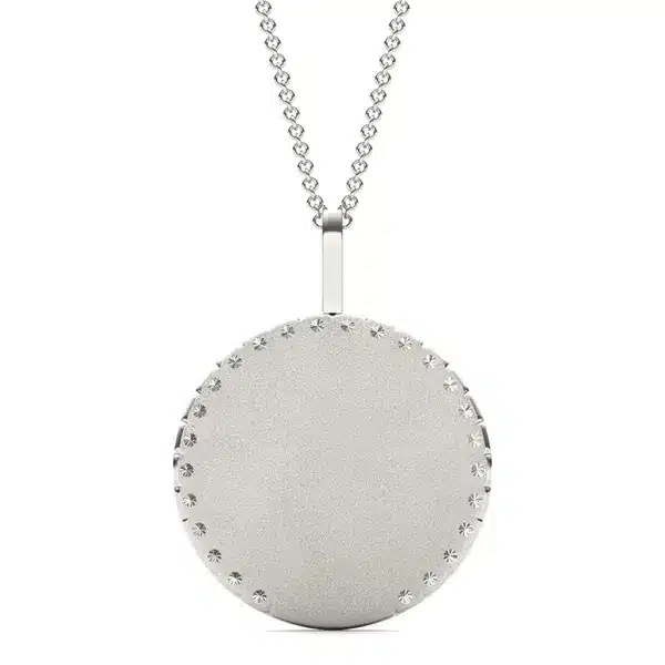 A Bold Virgo Zodiac Medallion Pendant from Charles & Colvard with 3/4 CTW Lab-Grown Diamonds in 14K White Gold, a personalized and striking choice among Luxury Push Present Ideas.