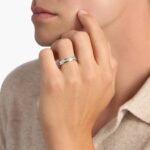 A Channel Set Princess Cut Mens Diamond Wedding Band Rings in Platinum (4.50mm) with 0.62 CTW H/SI1 diamonds model view.