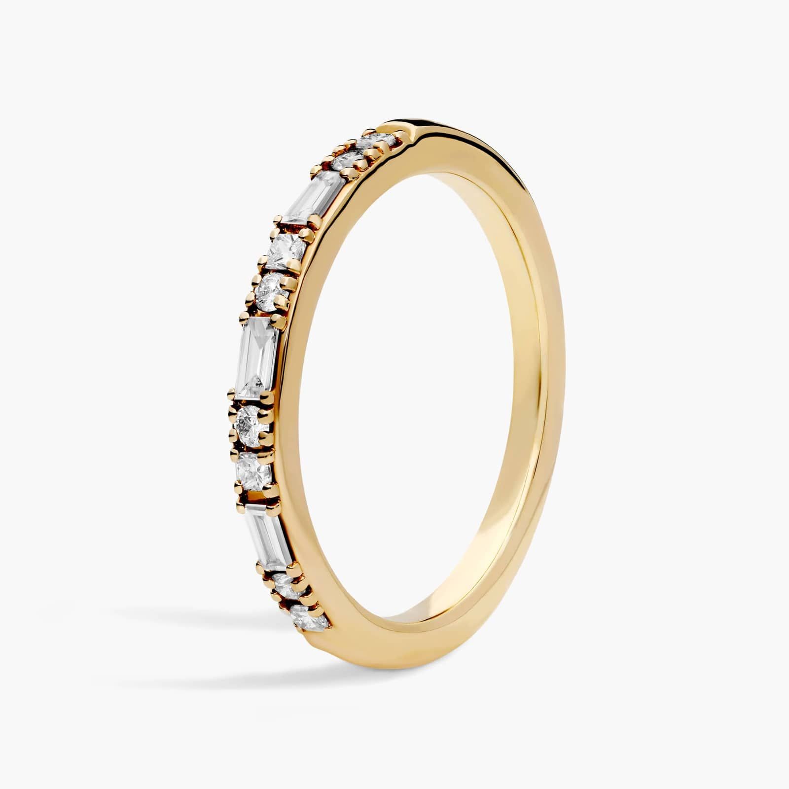 A Dot Dash Mixed Cut Lab Created Diamond Wedding Set Rings On Sale Women band in 14K Yellow Gold (2.00mm) with 1/4 CTW mixed-shape lab-grown diamonds.