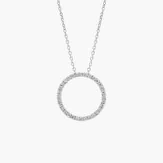 A Riviera Pavé Diamond Circle Necklace in 14K White Gold (3/4 CTW), a beautiful and symbolic item among Luxury Push Present Ideas.
