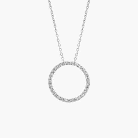 A Riviera Pavé Diamond Circle Necklace in 14K White Gold (3/4 CTW), a beautiful and symbolic item among Luxury Push Present Ideas.
