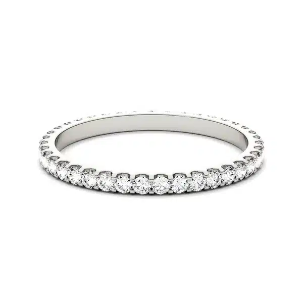 A 5/8 CTW Round Caydia Lab-Grown Diamond Eternity Band in 18K White Gold, a superior choice among Luxury Push Present Ideas and push present eternity ring styles.