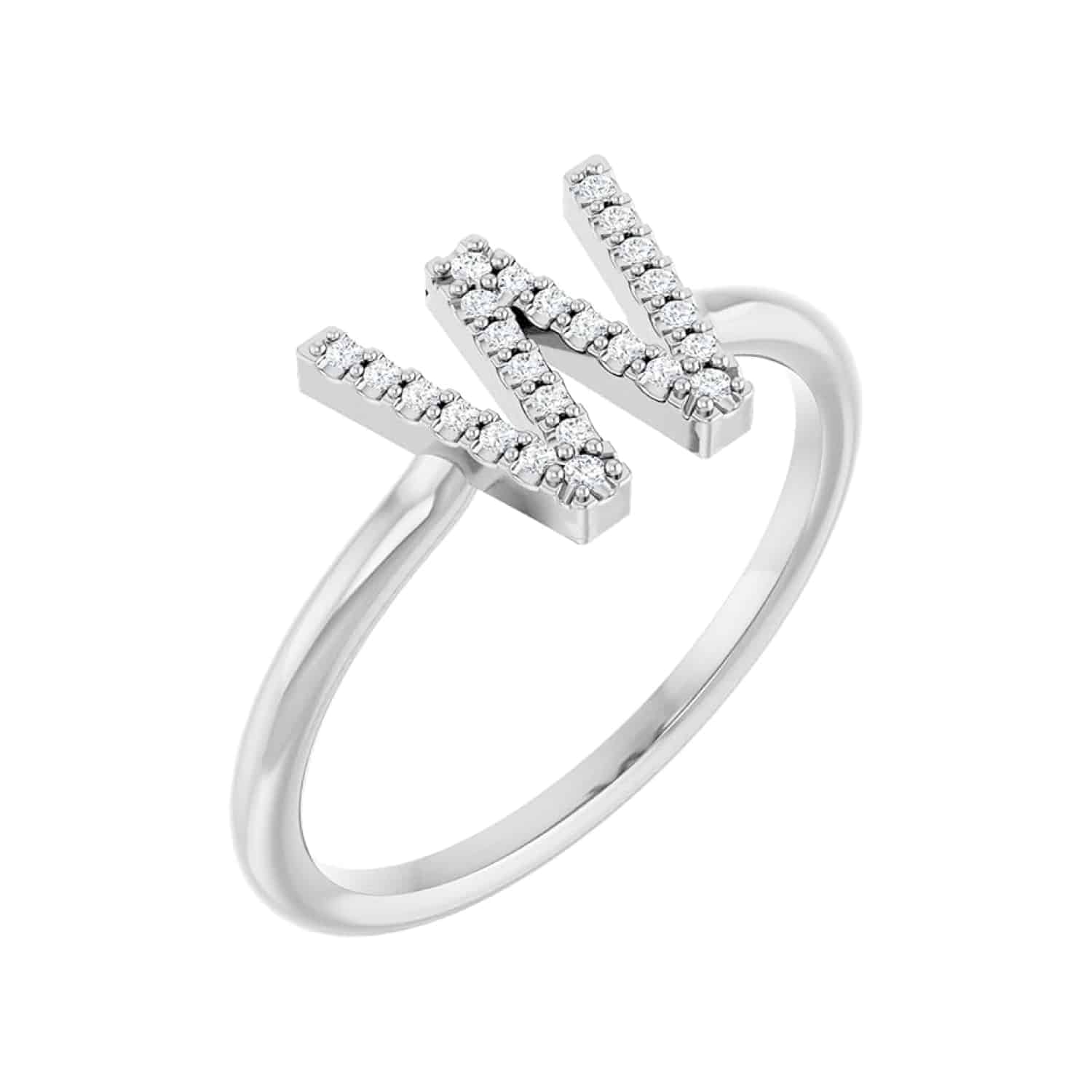 atural Diamond Initial Ring A personalized Diamond Initial Ring in solid Platinum with 0.06 CTW of natural diamonds, an enduring and luxurious choice among Luxury Push Present Ideas and push present ring options.