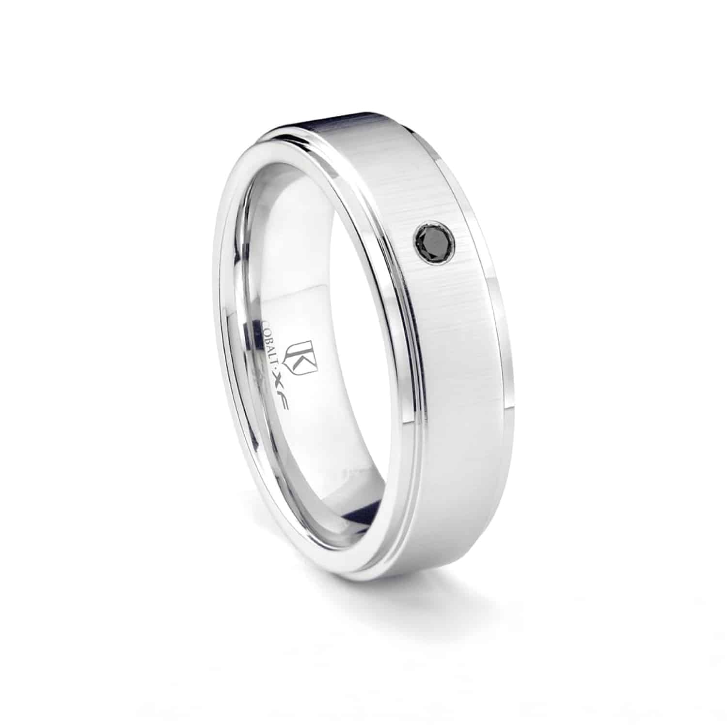 black-diamond-solitaire-mens-cobalt-diamond-wedding-bands-8mm An 8MM Solitaire Black Diamond Mens Cobalt Diamond Wedding Bands ring in Hypoallergenic Cobalt Chrome with a raised center.