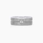 A Round Cut Diamond Mens Tungsten Wedding Bands With Diamonds by TRITON (9.00mm) in White Tungsten Carbide with a 0.1 CTW diamond.