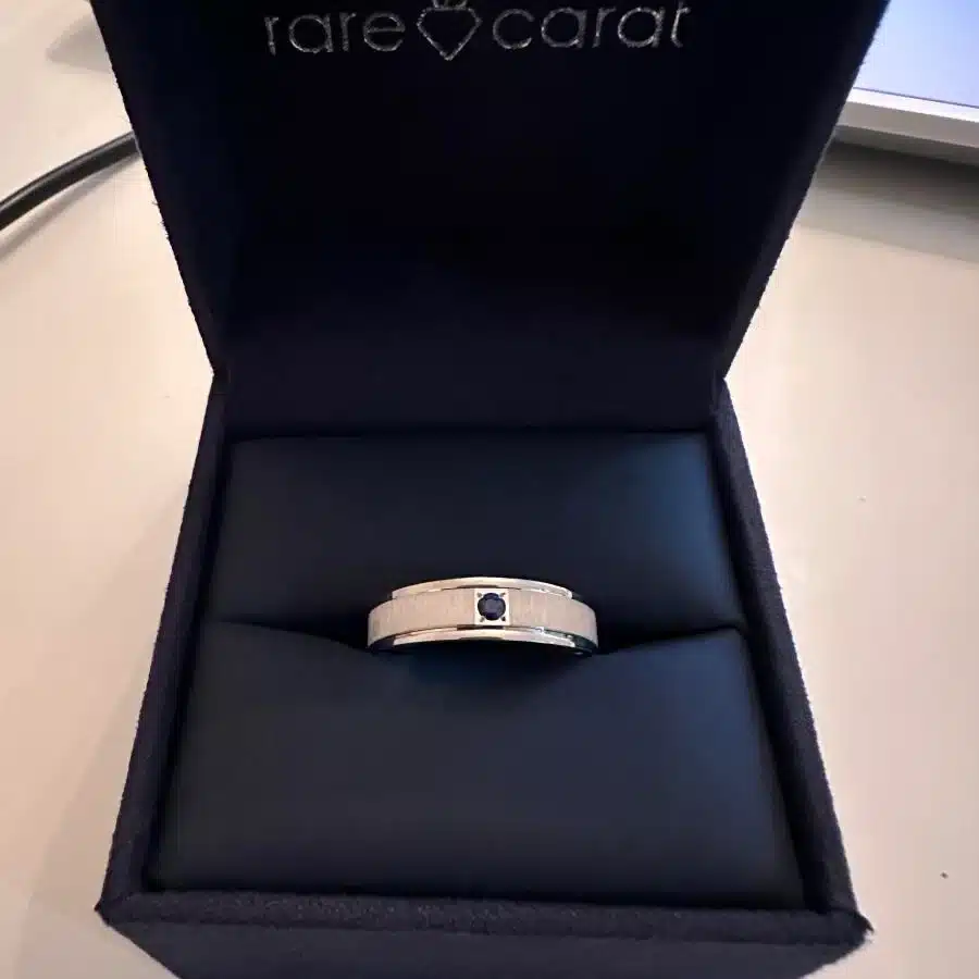 brushed-14k-white-gold-comfort-fit-blue-sapphire-ring-for-men-6mm review A 14K White Gold Blue Sapphire Ring for Men: 6.00 mm wide Comfort-Fit band with a brushed center finish, high-polished edges, and a striking Blue Sapphire accent.