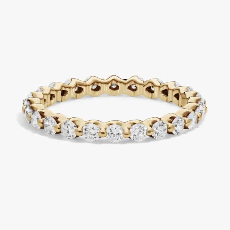 A Floating Eternity Lab Created Diamond Wedding Set Rings On Sale Women band (2.40mm) in 14K Yellow Gold with 1 CTW of F-G/VS2-SI1 Round Lab-Grown Diamonds.