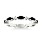 A 14K White Gold Diamond Wedding Rings For Women eternity band (2.50mm) featuring 0.12 CTW round diamonds alternating with black ceramic marquise inlays.