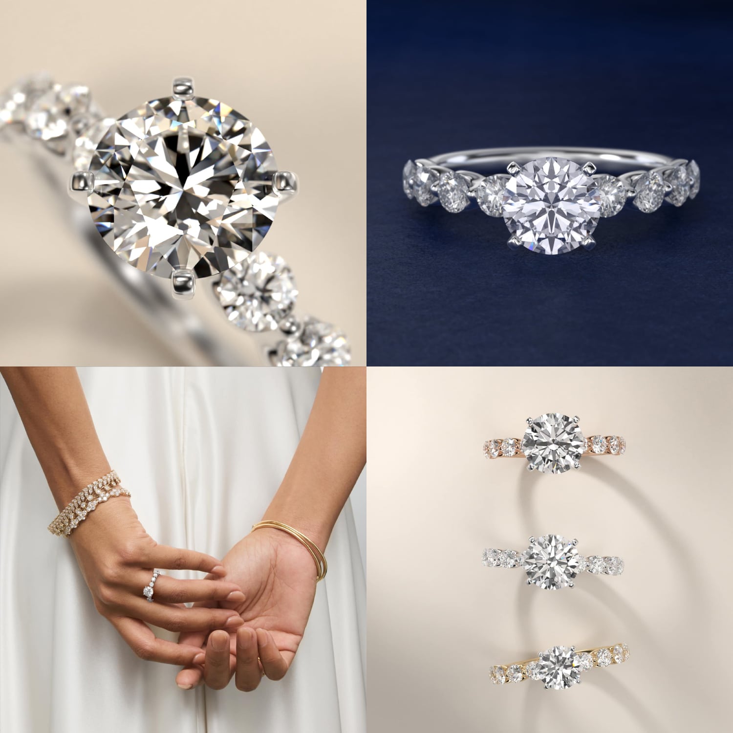 Floating Diamond Engagement Ring in 14k White Gold (7/8 ct.tw.)