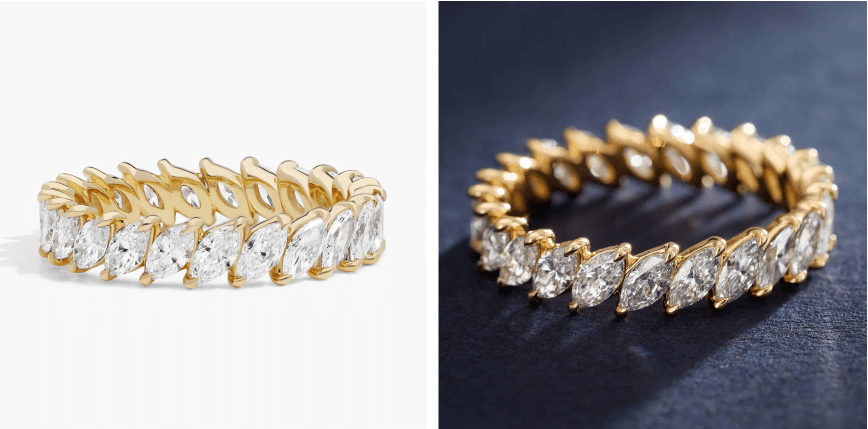 Eternity Ring With 2 CTW Marquise Cut Lab-Grown Diamonds In 14K Yellow Gold