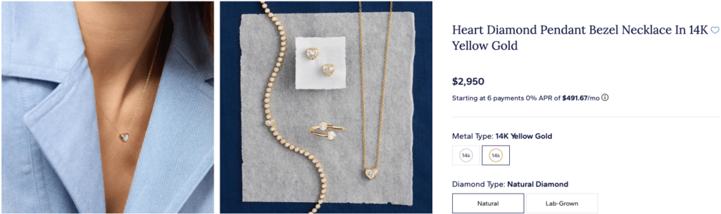Heart Diamond Pendant Bezel Necklace in 14K Yellow Gold