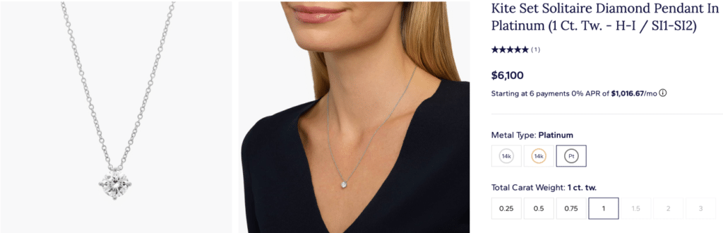 Kite Set Solitaire Diamond Pendant In Platinum (1 Ct. tw. - H-I / SI1-SI2)