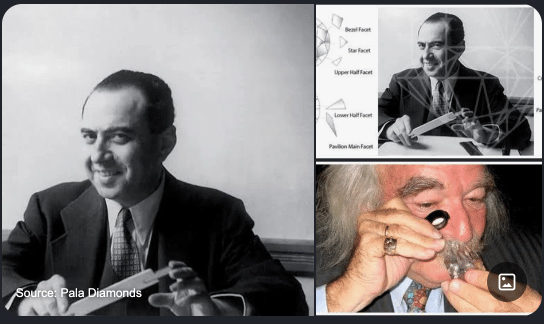 Image of Marcel Tolkowsky, an engineer by education, was a Belgian member of a Jewish family of diamond cutters from Poland. He is generally acknowledged as the father of the modern round brilliant diamond cut.