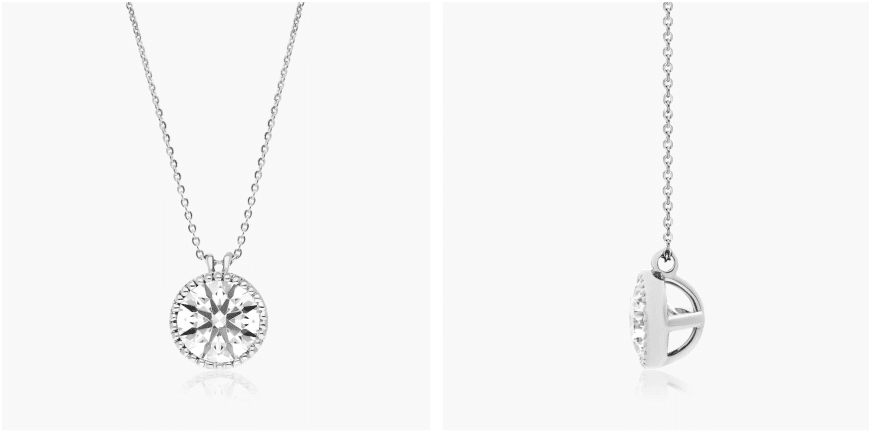 14K White Gold Milgrain Bezel Lab-Grown Diamond Pendant (1.00 CTW - F-G / VS2-SI1) By James Allen