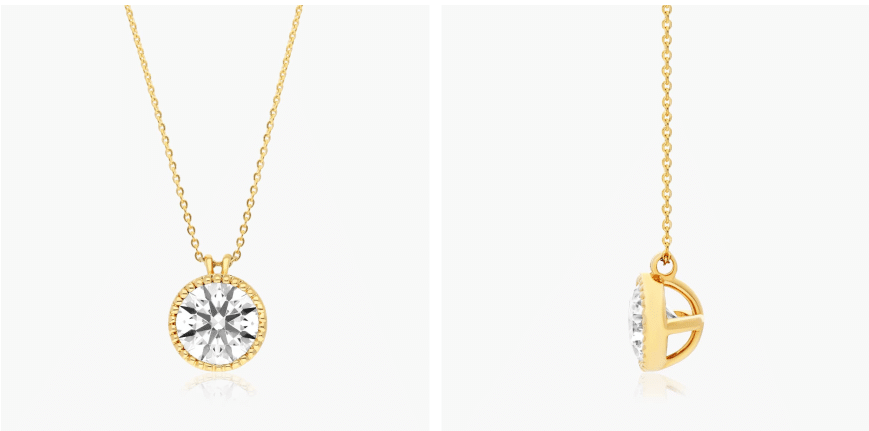 14K Yellow Gold Milgrain Bezel Lab-Grown Diamond Pendant (1.00 CTW - F-G / VS2-SI1) By James Allen