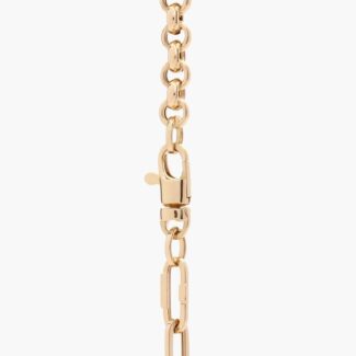 18" Mixed Link Chain with Leaf Charm in 14k Yellow Gold - Natural Diamond Accent Necklace