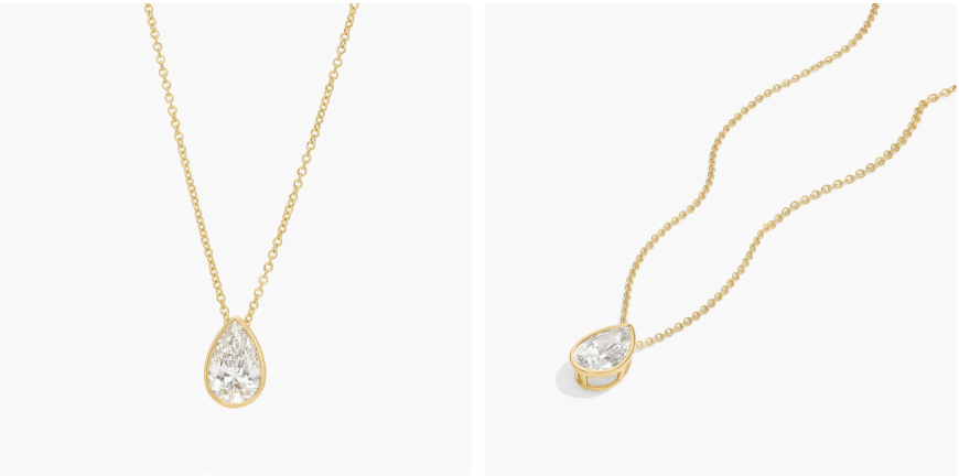 Bezel Solitaire Pendant Necklace With 1.5 CTW Pear Shaped Lab-Grown Diamond in 14K Yellow Gold By James Allen