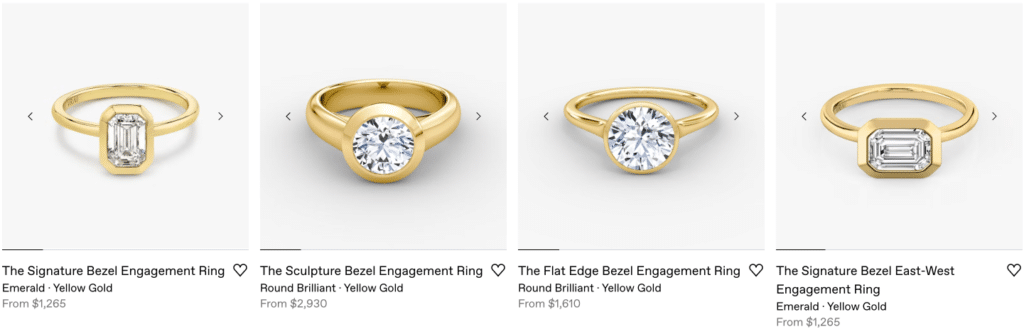 Bezel engagement rings Featuring VRAI created diamonds