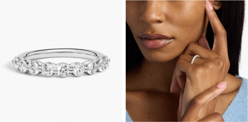 Floating Diamond Wedding Ring In 14K White Gold (1 Ct. tw. - H-I / SI1-SI2)