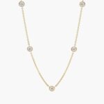 Lab-Grown Diamond Station Necklace With Bezel Settings In 14K Yellow Gold