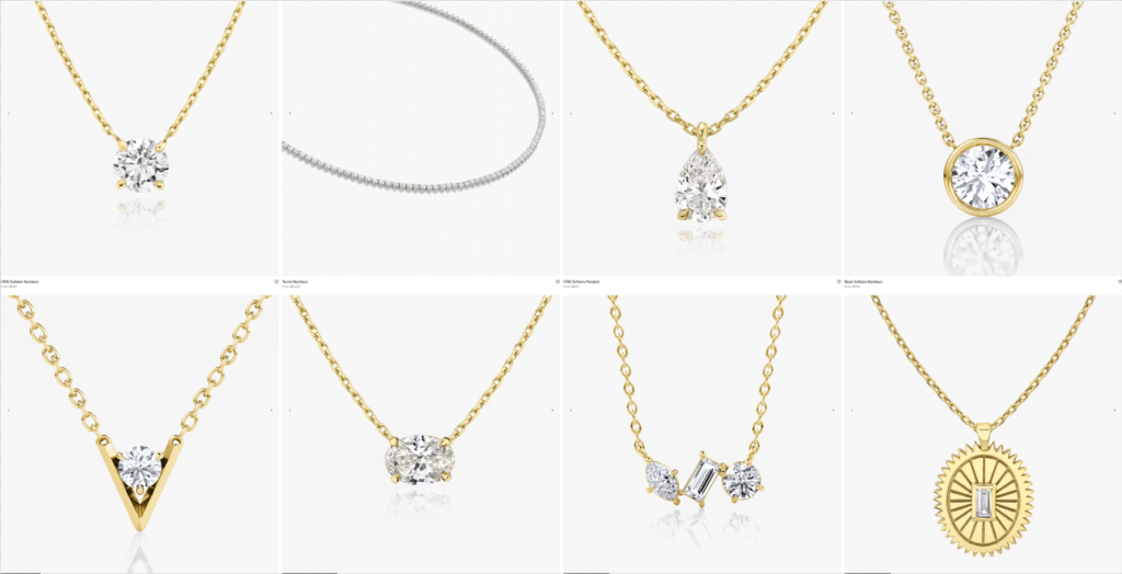 Necklaces
Featuring VRAI created diamonds