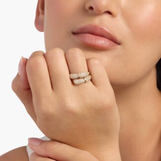 Pave Snake Layered Ring in 14k White Gold (1 1/2 Ct. Tw.)