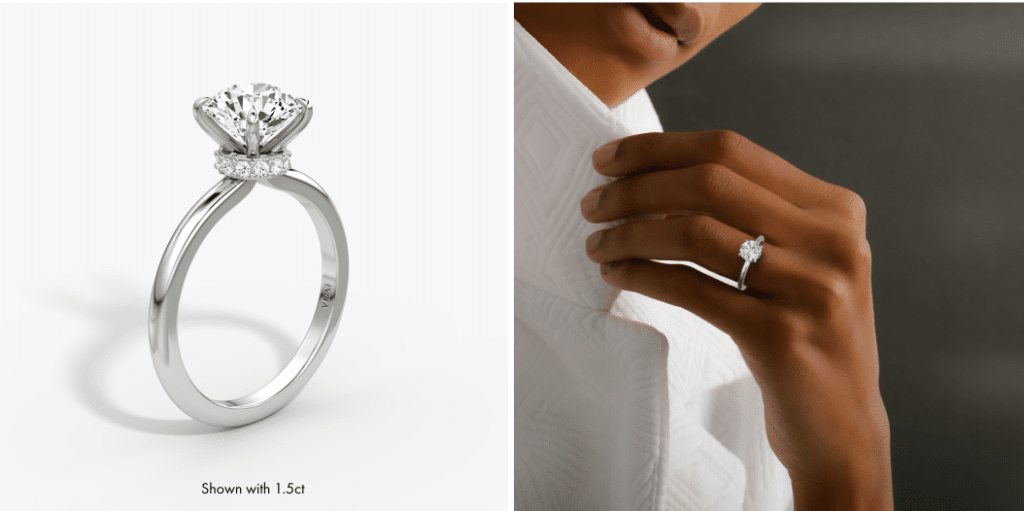 The Veiled Halo Round Brilliant White Gold Engagement Ring