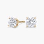 Enhance your everyday elegance with our stunning 1 ct total weight diamond earrings, featuring two brilliant round natural diamonds set in classic 14K yellow gold with secure Guardian backs.